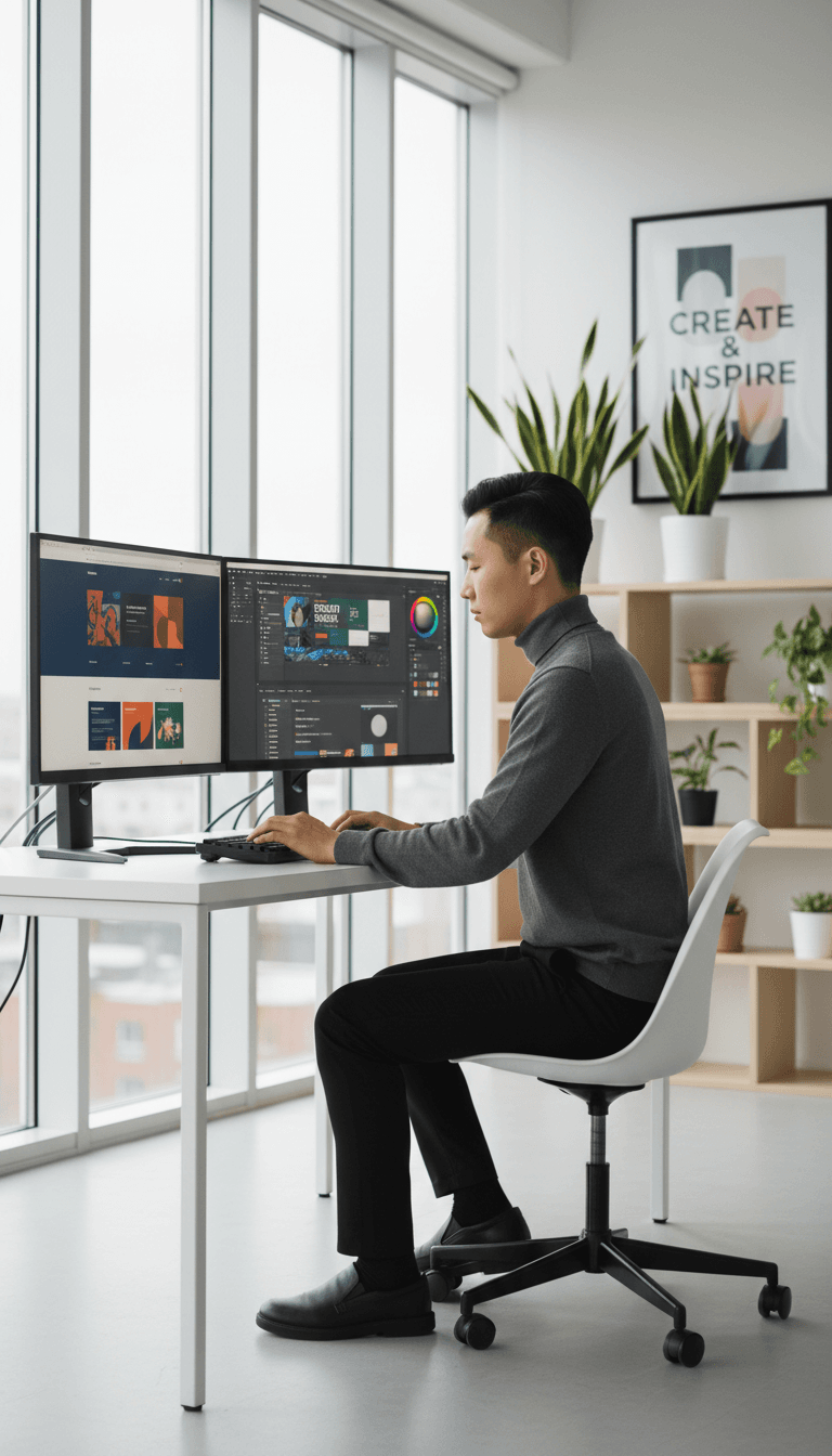 Designer working on website project at desk