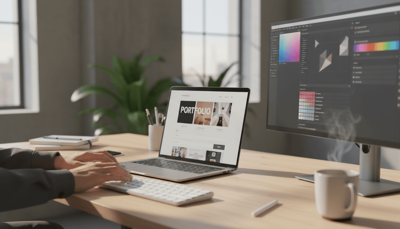 Nico Delgadillo working on website design at desk