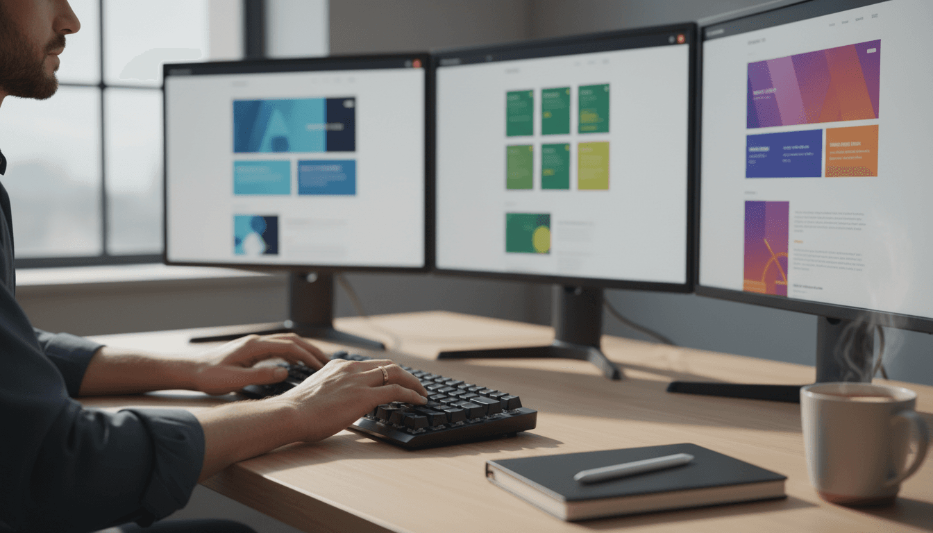 Main Door Digital workspace showing web design in progress on computer screen